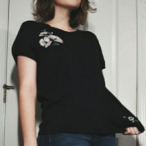 Flower Embroidered T-Shirt